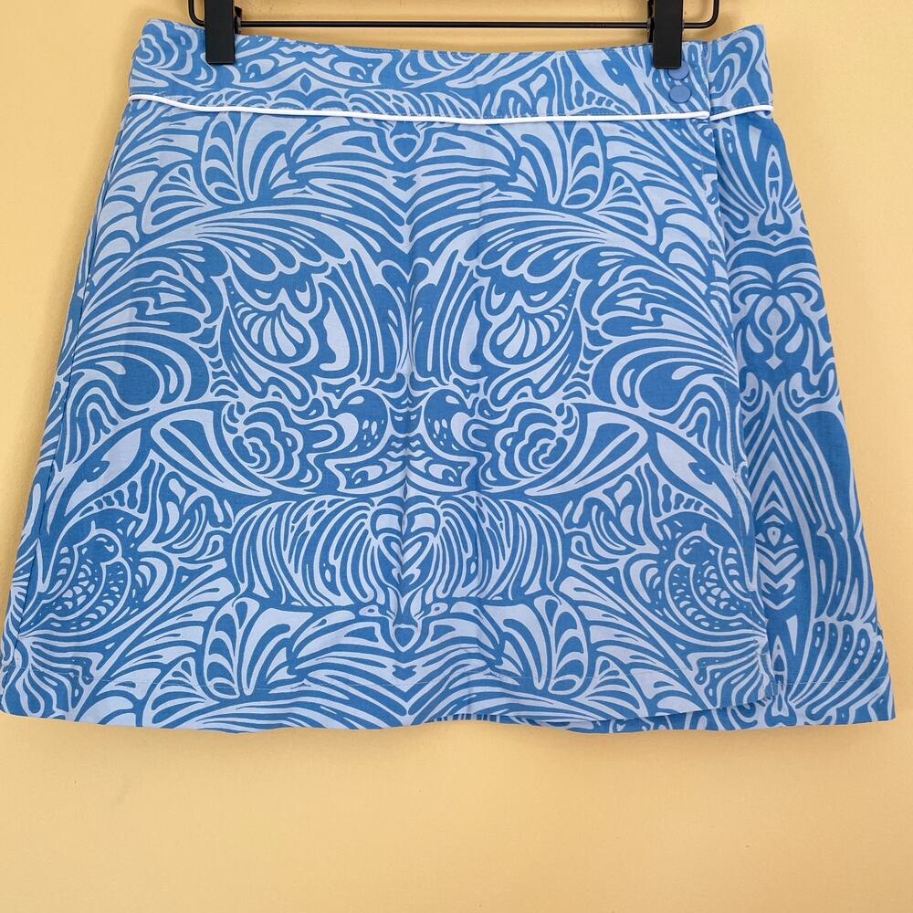 Patagonia Boardie Skirt 4 Women's Blue White Floral Travel Beach Camp Hike